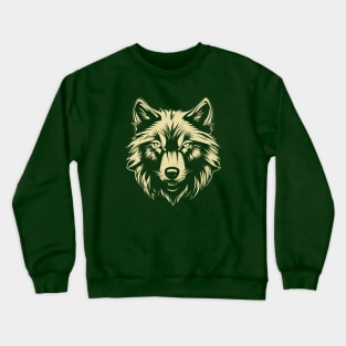 Wolf Head Vintage Graphic Off White on Black Crewneck Sweatshirt